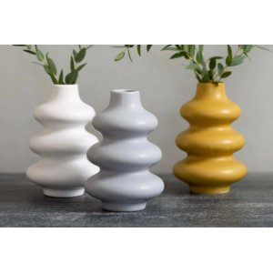 Striga vase - Hvit/gr/gul