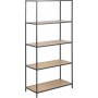 Lincoln bokhylle XL - Eik/sort - 5 hyller