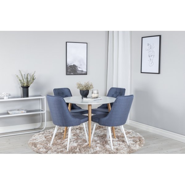 Paradis spisebord, 100 cm - Hvit/eik