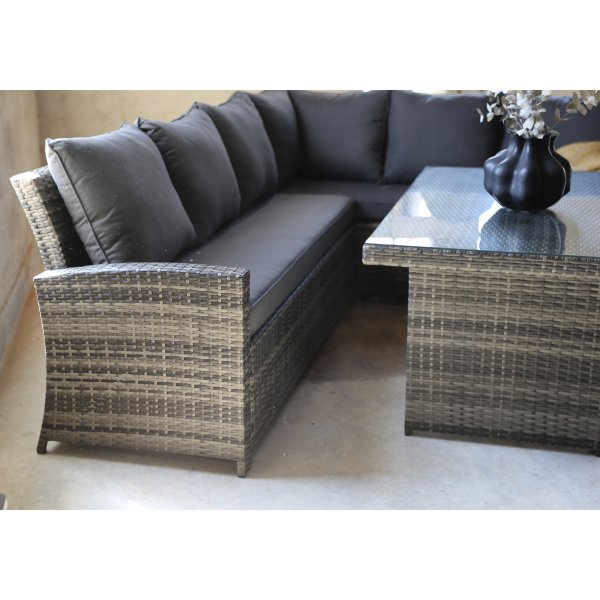 Daven hagegruppe med bord - Grå kunstrotting Daven hagegruppe med bord - Grå kunstrotting