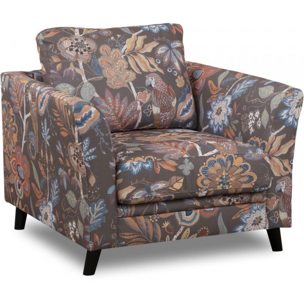 Ekerö lenestol i blomsterstoff - Eden Parrot Brown Ekerö lenestol i blomsterstoff - Eden Parrot Brown