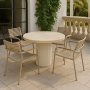 Utendrsgruppe: 4 stoler og spisebord 122 beige - Merca/Pino