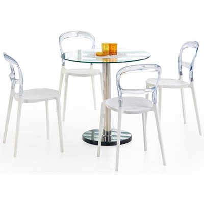 Violet bord - Transparent glass/Krom/Marmor