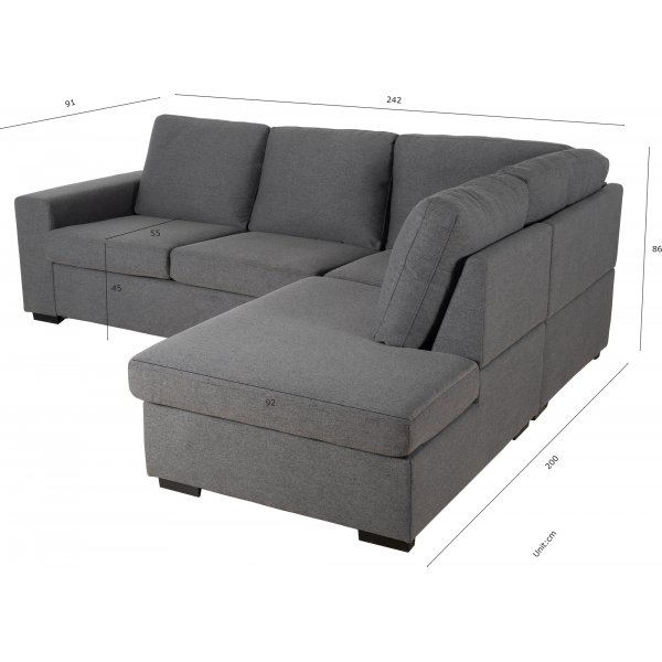 Sofa grå med åpen ende 244 cm + Tekstilrens for møbler Sofa grå med åpen ende 244 cm + Tekstilrens for møbler