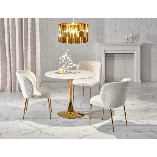 Casemiro spisebord Ø90 cm - Hvit marmor/gull Casemiro spisebord Ø90 cm - Hvit marmor/gull