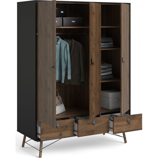 Ry garderobe - Sort/valnøtt Ry garderobe - Sort/valnøtt