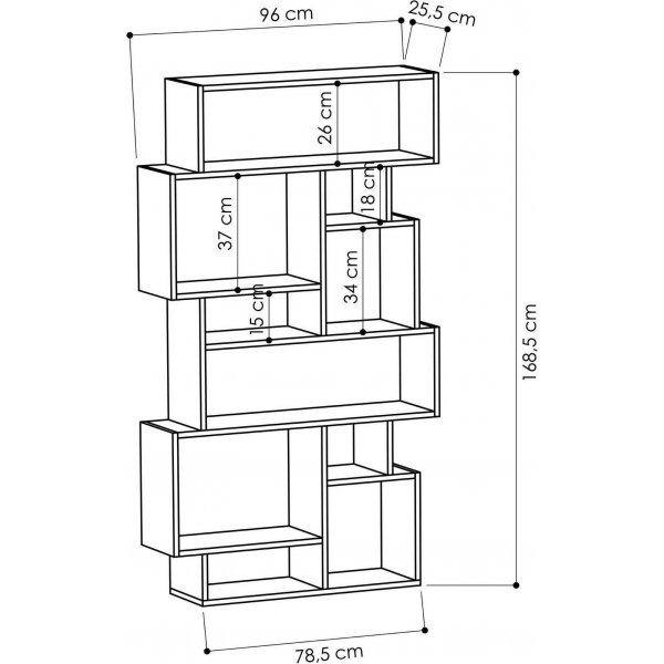 Karmato bokhylle - Antrasitt