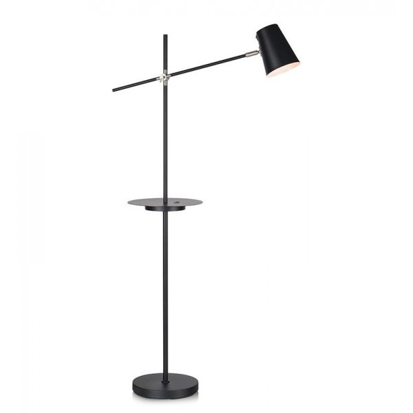 Linear gulvlampe med USB - Svart