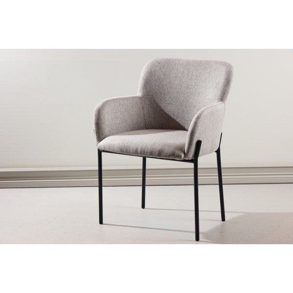 Spisestol V�t� i beige stoff - svart st�lramme