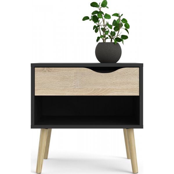 Oslo nattbord - Sort/eik Oslo nattbord - Sort/eik