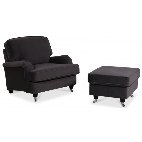 Kvarsebro Howard fotskammel - Mørkegrå (Fløyel) Kvarsebro Howard fotskammel - Mørkegrå (Fløyel)