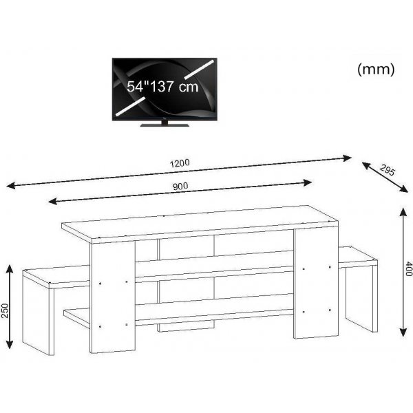 Sole mediebenk - Hvit/valnøtt Sole mediebenk - Hvit/valnøtt