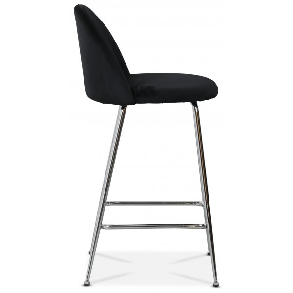 Art Velvet barstol - Svart flyel / Krom + Flekkfjerner for mbler