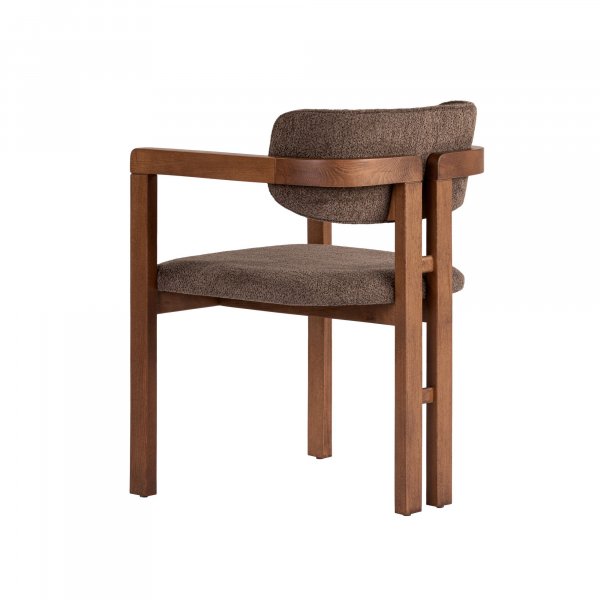Lenestol Torpin i brun chenille og valnøtt Lenestol Torpin i brun chenille og valnøtt