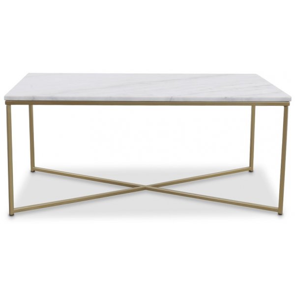 Maryland sofabord 110 - Hvit ekte marmor / Matt messing Maryland sofabord 110 - Hvit ekte marmor / Matt messing