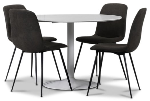 Seat spisegruppe, rundt spisebord med 4 stk Smokey spisestoler - Hvit/Vintage Seat spisegruppe, rundt spisebord med 4 stk Smokey spisestoler - Hvit/Vintage
