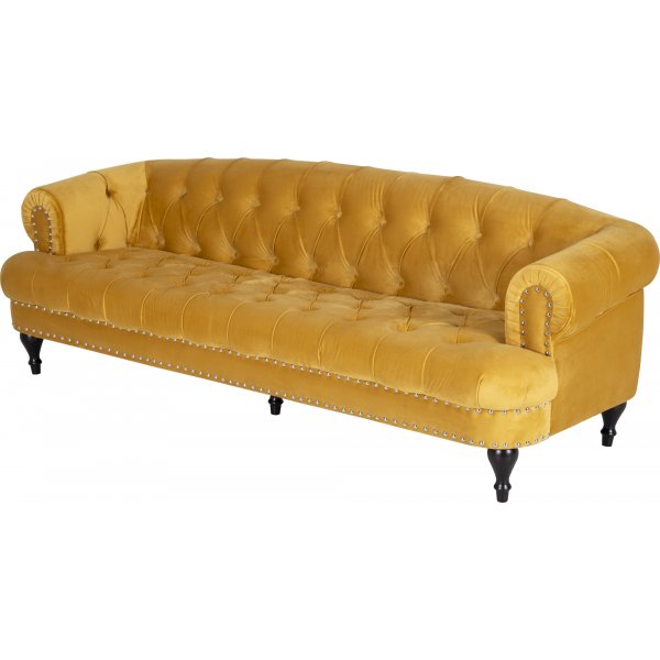Oxford deluxe 3-seter chesterfield - Lvegul (flyel)