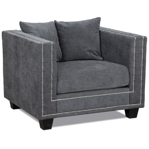 Temple Double Deco lenestol - Grå / sølv nagler Temple Double Deco lenestol - Grå / sølv nagler