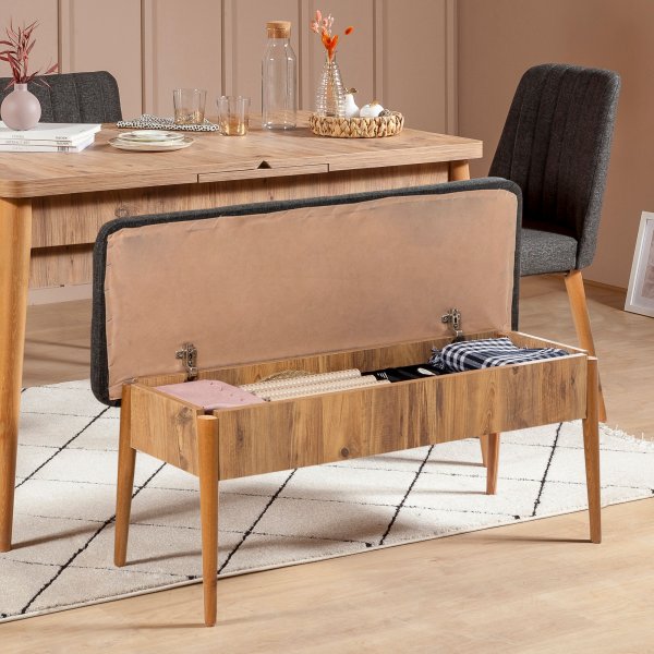 Vina 1053 spisegruppe med sofa - Furu/antrasitt + 6.00 x Stolpute Vina 1053 spisegruppe med sofa - Furu/antrasitt + 6.00 x Stolpute