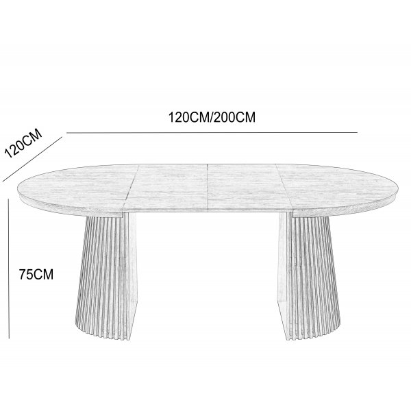 Spisegruppe Crossby uttrekkbart bord Ø120-200cm i svartbeiset eik med 8 Callum spisestoler i beige stoff Spisegruppe Crossby uttrekkbart bord Ø120-200cm i svartbeiset eik med 8 Callum spisestoler i beige stoff