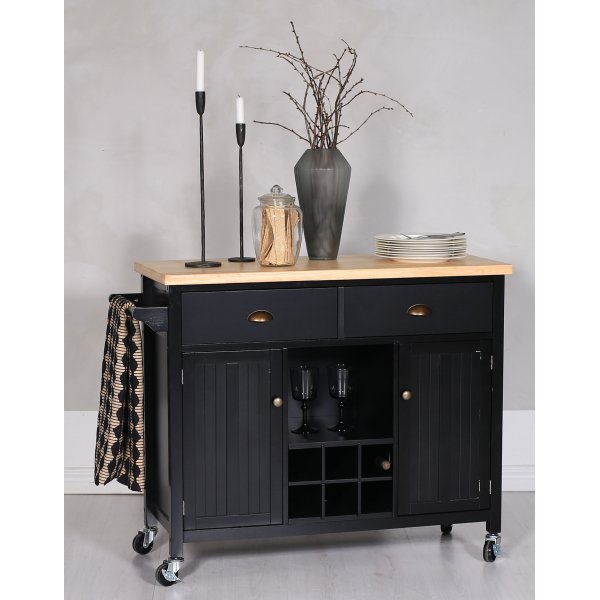 Hampton kjkkeny med vinstativ - Eik / svart