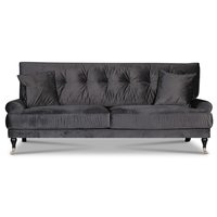 Adena 3-seter sofa - Mørkegrå fløyel