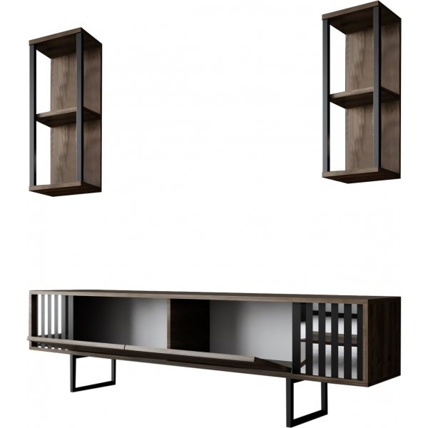 Erki TV-stativ - Valnøtt/svart Erki TV-stativ - Valnøtt/svart