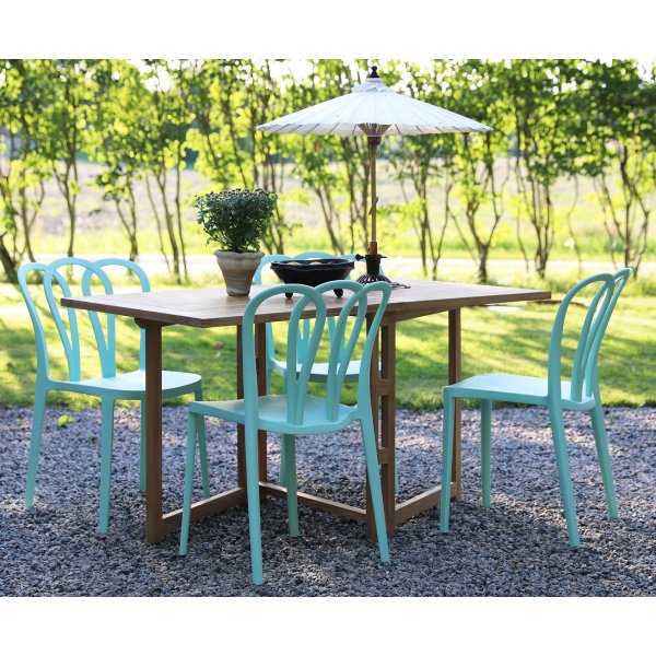 Spisegruppe Saltö teak: Slangbord i teak inkludert 4 stk. Bally stoler Spisegruppe Saltö teak: Slangbord i teak inkludert 4 stk. Bally stoler