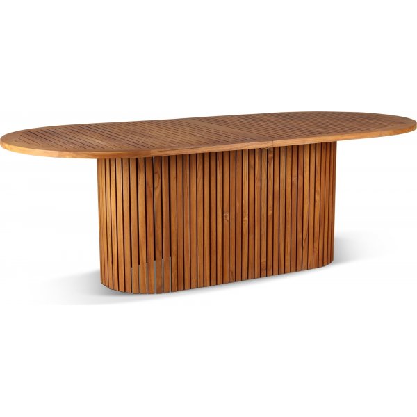 Han ovalt bord i teak 220x110 cm