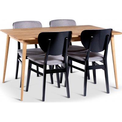 Alborg spisebord 140x90 cm med 4 Borgholm stoler