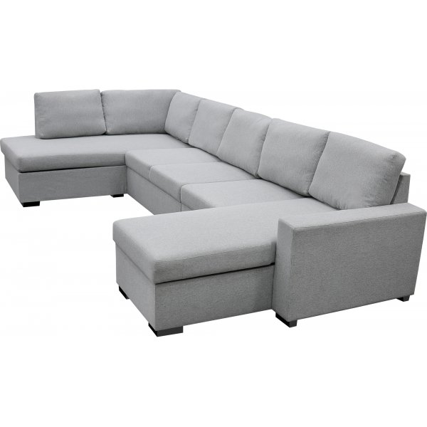 U-formet sofa med oppbevaring 367 cm gr + Tekstilrens for mbler