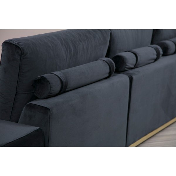 Line 4-seters sofa med sidebord - Svart
