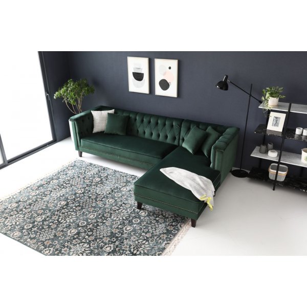 Dotto divansofa med nagler - Grønn fløyel Dotto divansofa med nagler - Grønn fløyel