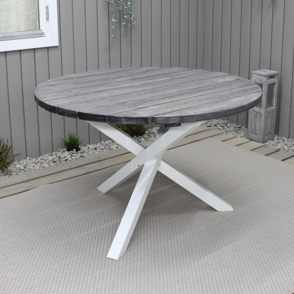 Scottsdale rundt spisebord 112 cm -Grlasert/hvit