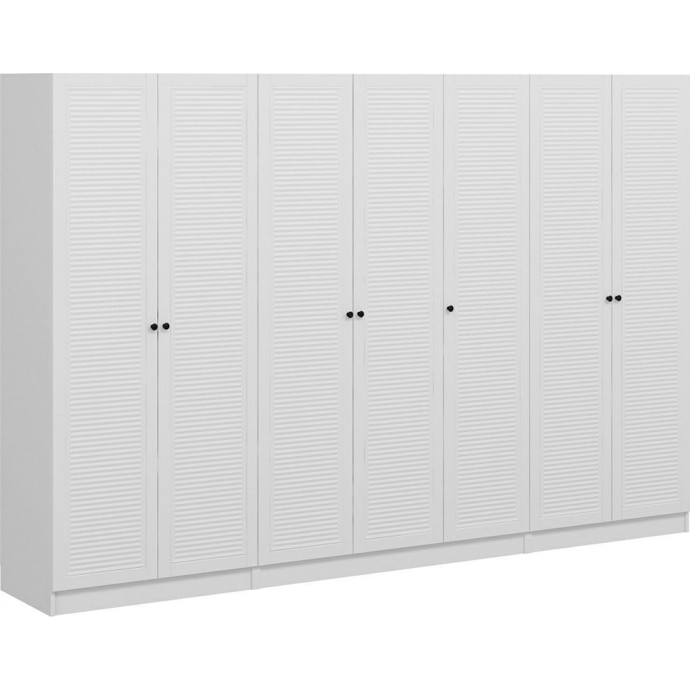 Larett garderobeskap 315 x 52 x 190 cm - Hvit - Garderober