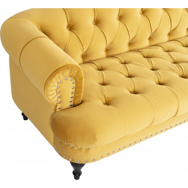 Oxford deluxe 3-seter chesterfield - Lvegul (flyel)