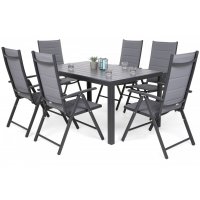 Utespisegruppe Ibiza bord 150cm + 6 stoler - Grå/mørkegrå Utespisegruppe Ibiza bord 150cm + 6 stoler - Grå/mørkegrå