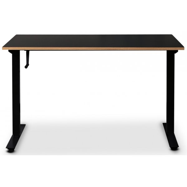 Wedge skrivebord med manuell heve- og senkefunksjon - Svart HPL Wedge skrivebord med manuell heve- og senkefunksjon - Svart HPL