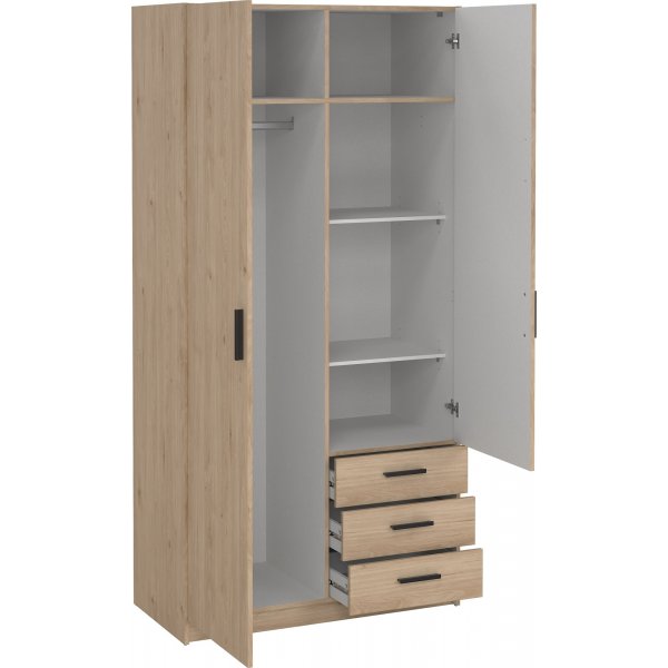 Sprintgarderobe med 2 dører og 3 skuffer - Hickory Sprintgarderobe med 2 dører og 3 skuffer - Hickory