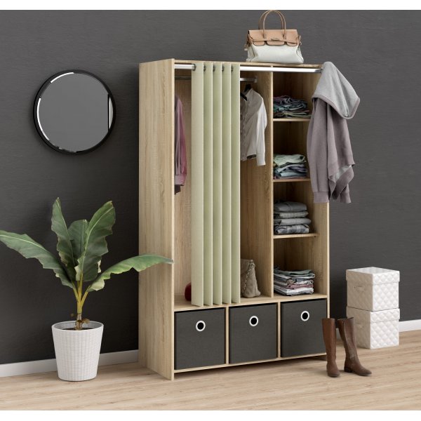 Lola garderobe - Eik/beige/gr�