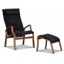 Lammet lenestol i saueskinn scandinavian dark grey - Brunbeiset eik