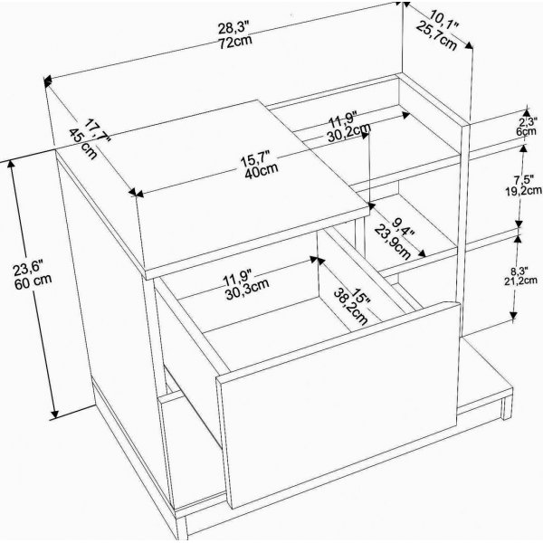 Rene nattbord - Hvit/eik Rene nattbord - Hvit/eik
