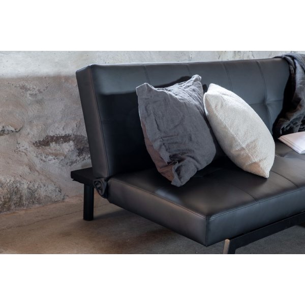 Sleep sovesofa - Svart kunstig skinn + Tekstilpleie for m�bler