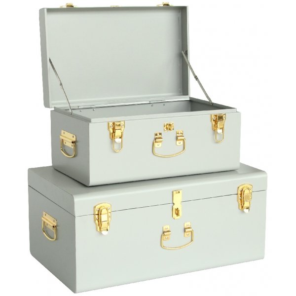 Matteus koffert X 2 (lysegrå | messing) Matteus koffert X 2 (lysegrå | messing)