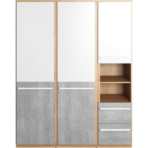 Plano garderobeskap 150 cm - Nash eik/hvit/grå Plano garderobeskap 150 cm - Nash eik/hvit/grå