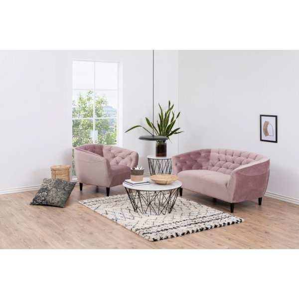 Felicia 2-seter sofa - Rosa (Fløyel) Felicia 2-seter sofa - Rosa (Fløyel)