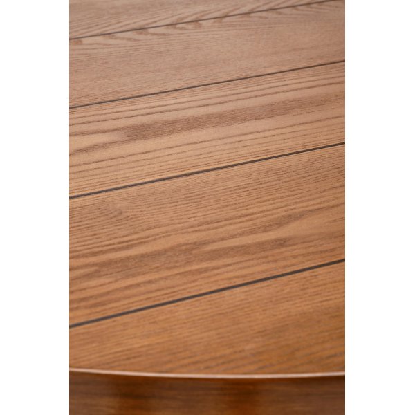 Dana spisebord �105 cm i valn�tt med 4 Alfred spisestoler i beige fl�yel og ben i valn�tt