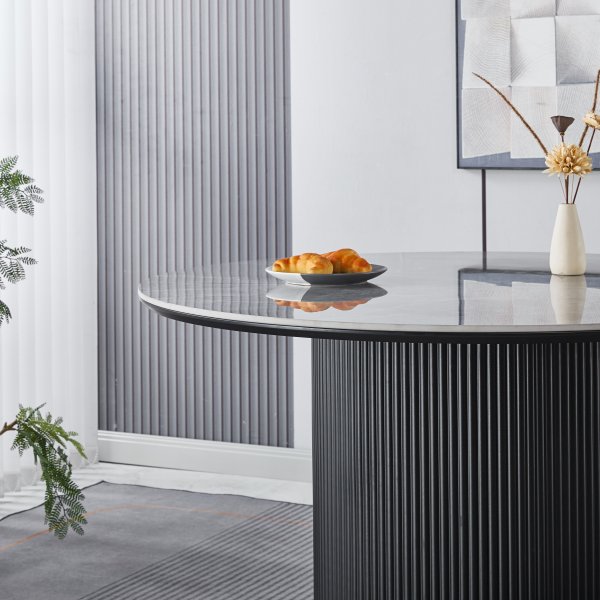 Salvador rundt spisebord 120 cm med gr keramisk stein