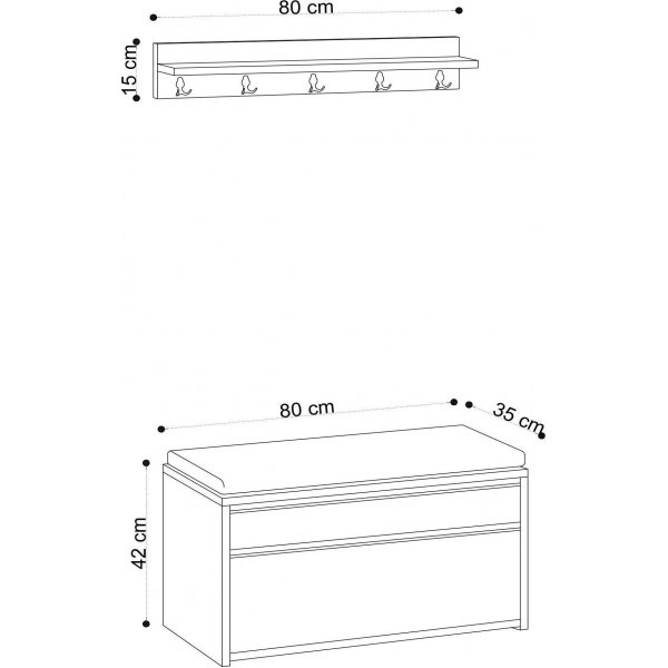 Bobby gangmøbel - Eik/svart Bobby gangmøbel - Eik/svart
