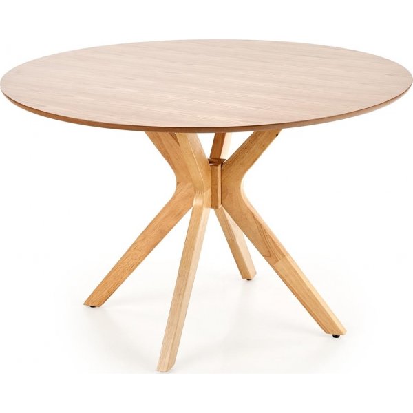 Rio spisebord Ø120 cm i eikefiner med 4 Sara lenestoler i eik og lin Rio spisebord Ø120 cm i eikefiner med 4 Sara lenestoler i eik og lin